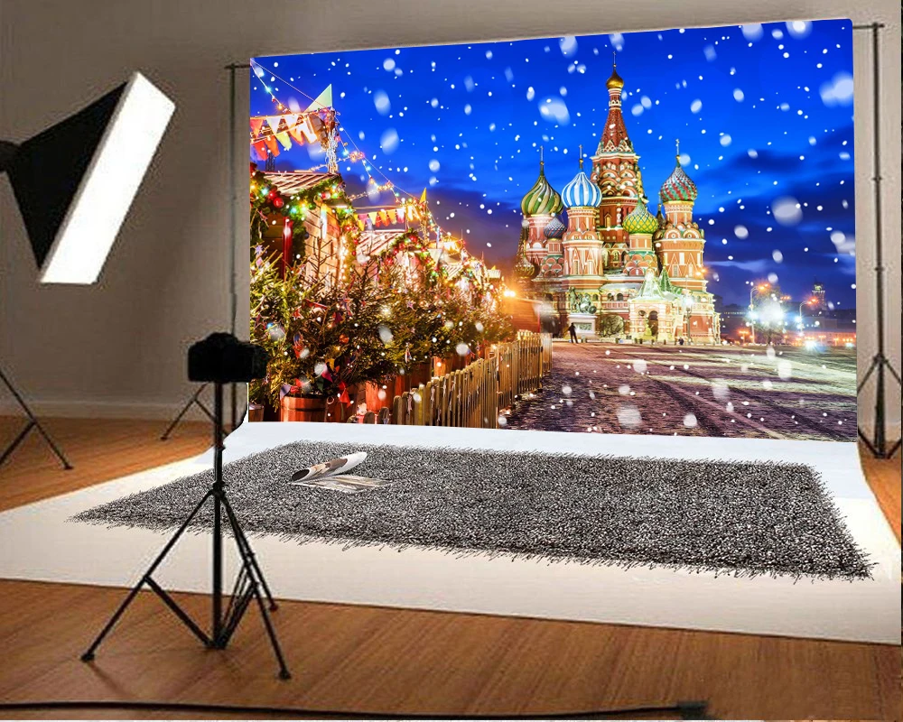 Laeacco Castle Dusk Light Bokeh Street Photography Backgrounds Customized Photographic Backdrops For Photo Studio