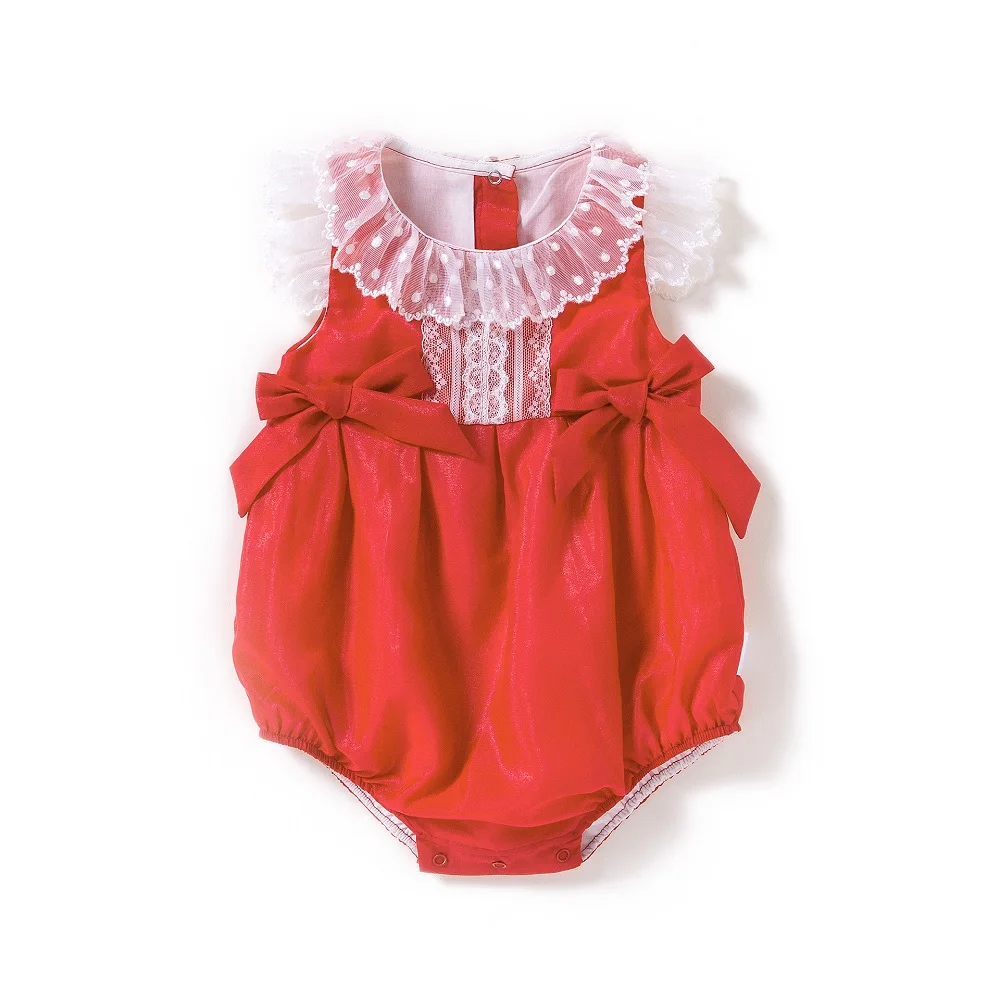 Vlinder/одежда для малышей, боди для маленьких девочек, милый комбинезон в полоску для новорожденных, хлопковая одежда с галстуком-бабочкой, боди с коротким рукавом для младенцев 0-18 месяцев - Цвет: Red