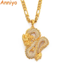 Anniyo Dragon модель подвески ожерелья для женщин и мужчин Золотой цвет ювелирные изделия кубического циркония талисман Орна мужчин ts счастливый символ подарки#067104