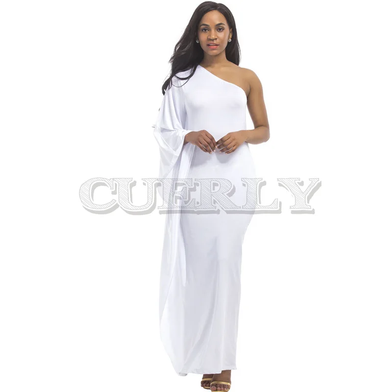 

CUERLY 2019 SUMMER Plus Size Loose Sexy Dress High Elastic One shoulder Evening Party Long Dresses Robe Large Size