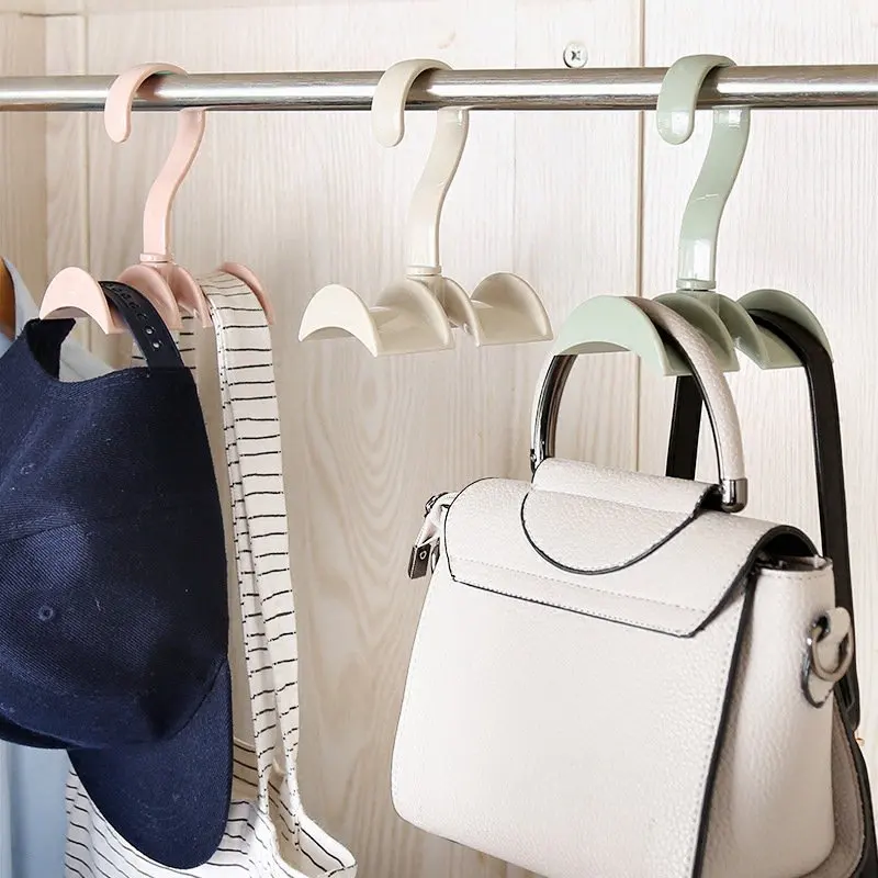 

Urijk 1PC Multifunctional Rotary Hanging Hooks Creative Wardrobe Hooks Storage Holder Organizer Bathroom Towel Plastic