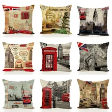 Good quality 10 style 45x45cm Print Pillow Cases Linen Cotton Sofa Cushion Cover Home Decor Bed Car Sofa Throw Pillow Case