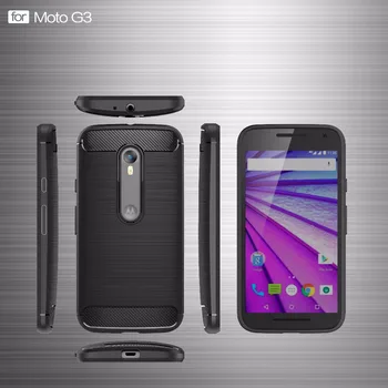 

Smartphone protector case for MOTOROLA G3,100pcs/lot,carbon Fiber rugged armor TPU back cover case for moto G3,free shipping