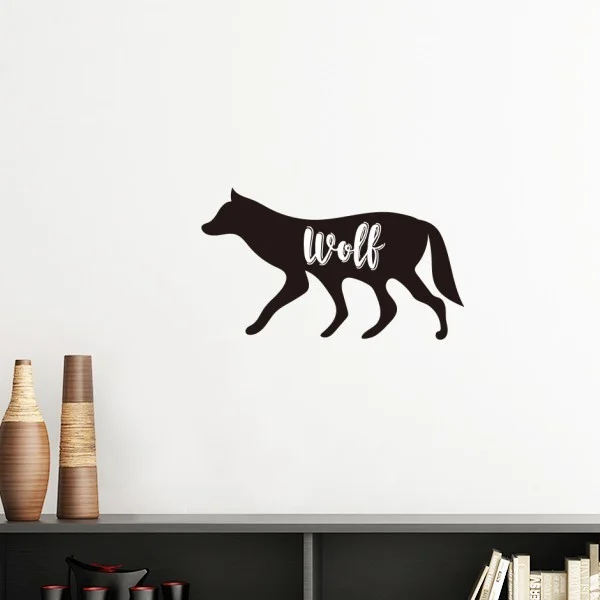 Wolf Black And White Animal Silhouette Removable Wall Sticker Art
