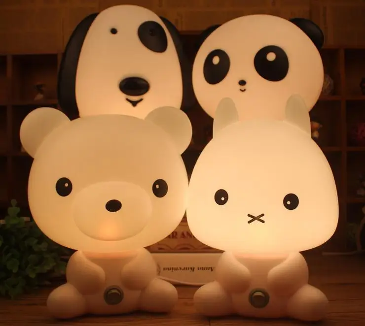 

Desk Night Lights Baby Room Panda/Rabbit/Dog/Bear Cartoon Night Light Kids Bed Lamp Sleeping Night Lamp Table Lamp With Bulb