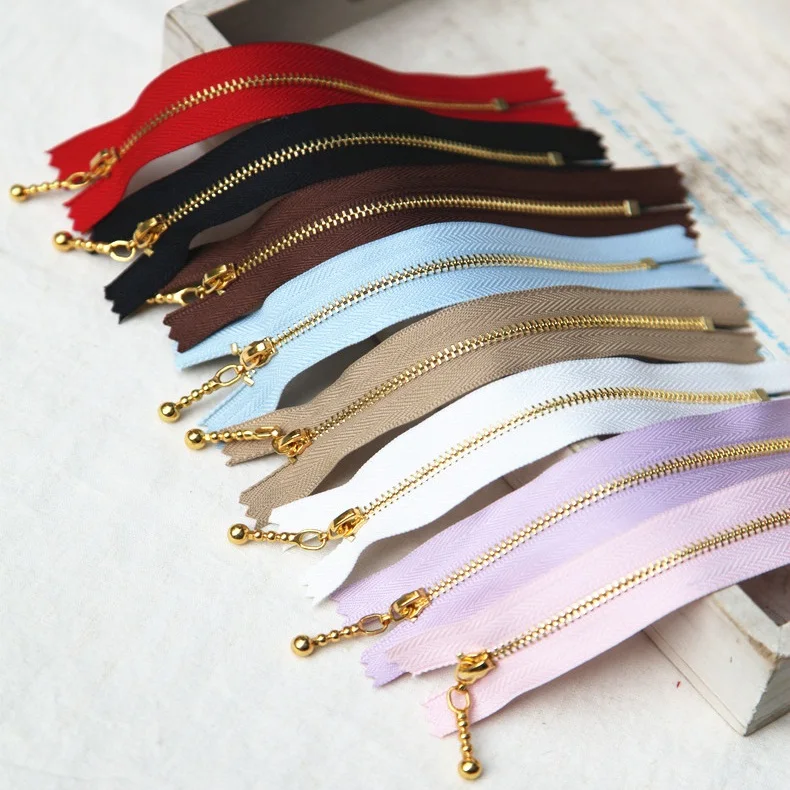 4pcs Golden Metal Zipper Water drop shape Slider 15cm length 8 Colors
