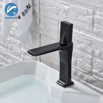 

Black Bronze Bathroom Sink Faucet Cold Hot Water Metered Faucet Single handle Bath Brass Sink Water Crane Silver