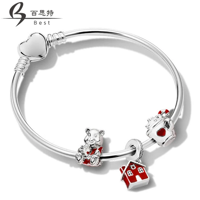 

BEST 100% 925 Sterling Silver Holiday Bracelet Set WARM COCOA CHARM CHRISTMAS BEAR CHARM COSY CHRISTMAS HOUSE HANGING CHARM