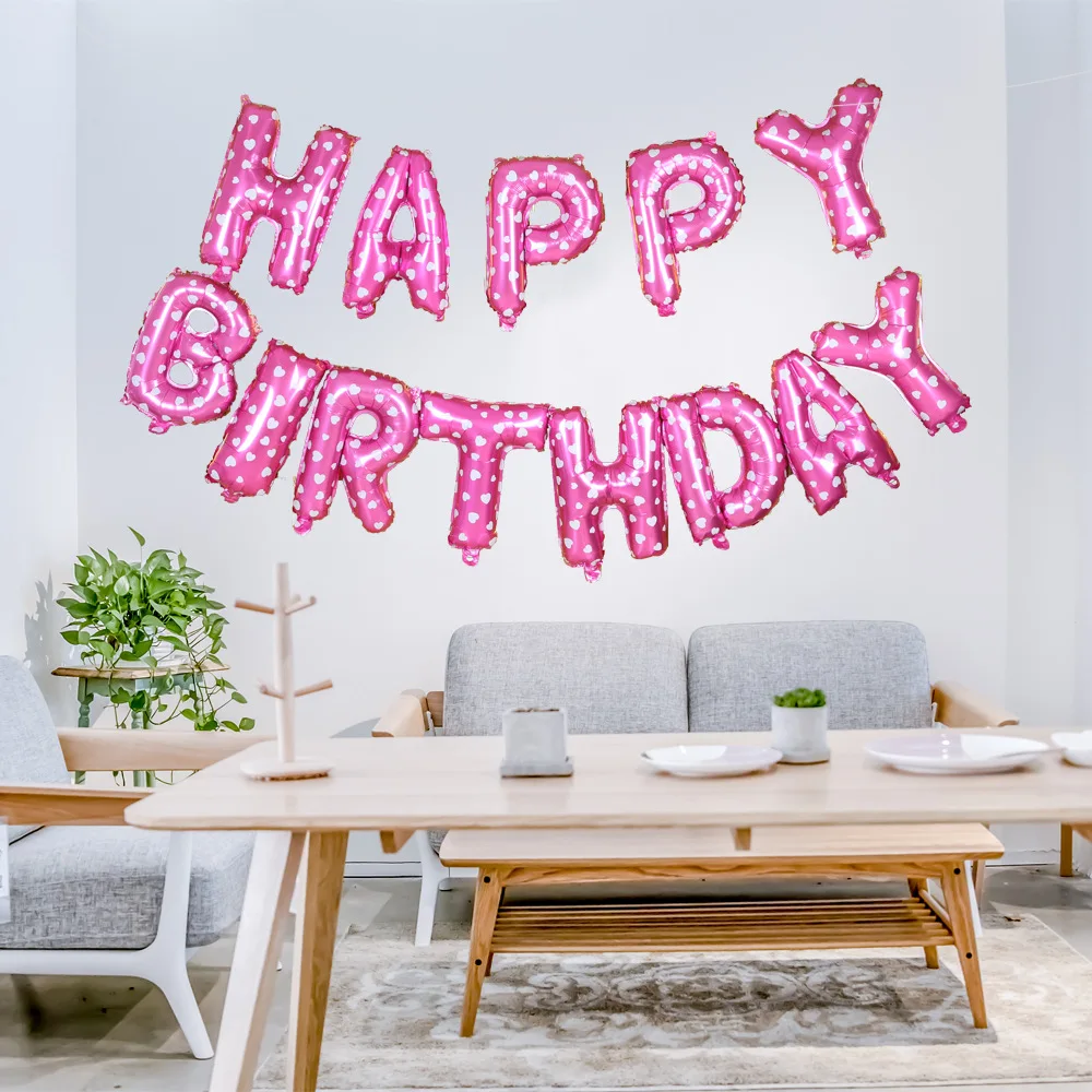 

Aluminum Film Gold Silver Pink Happy Birthday Letter Balloon Birthday Balloons Birthday Party Decorations Adult Baby Shower