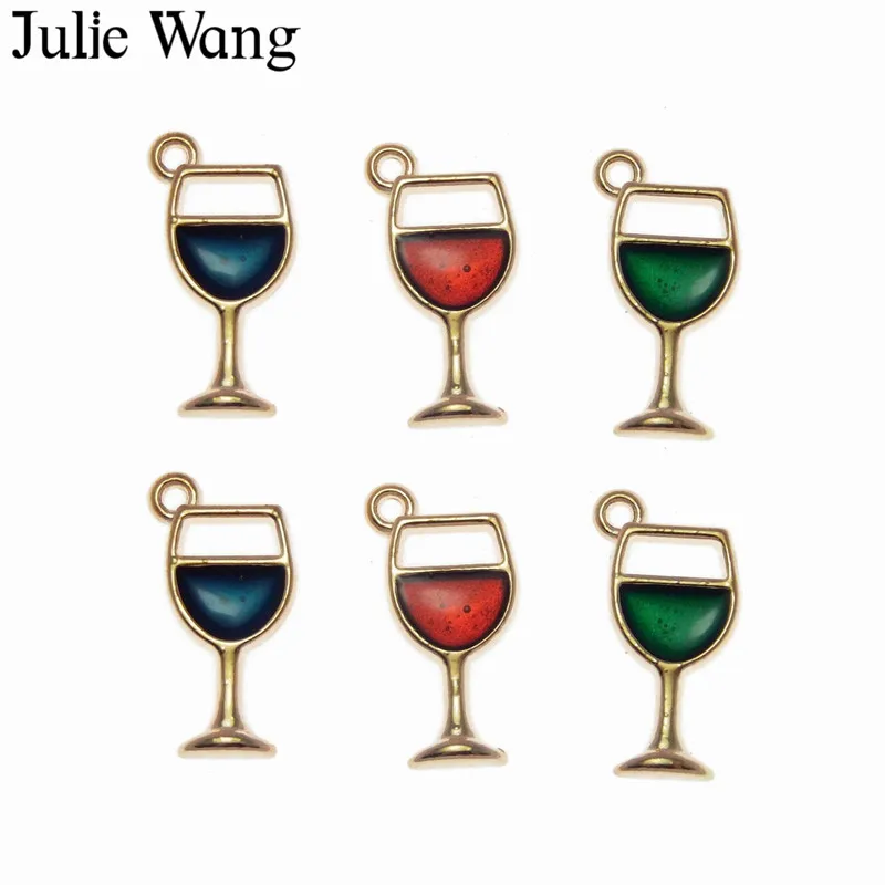 Julie Wang 12PCS Alloy Gold Base Multi-colored Cocktail Goblet Cup Charms Necklace Pendant Findings DIY Accessory Jewelry Making | Украшения