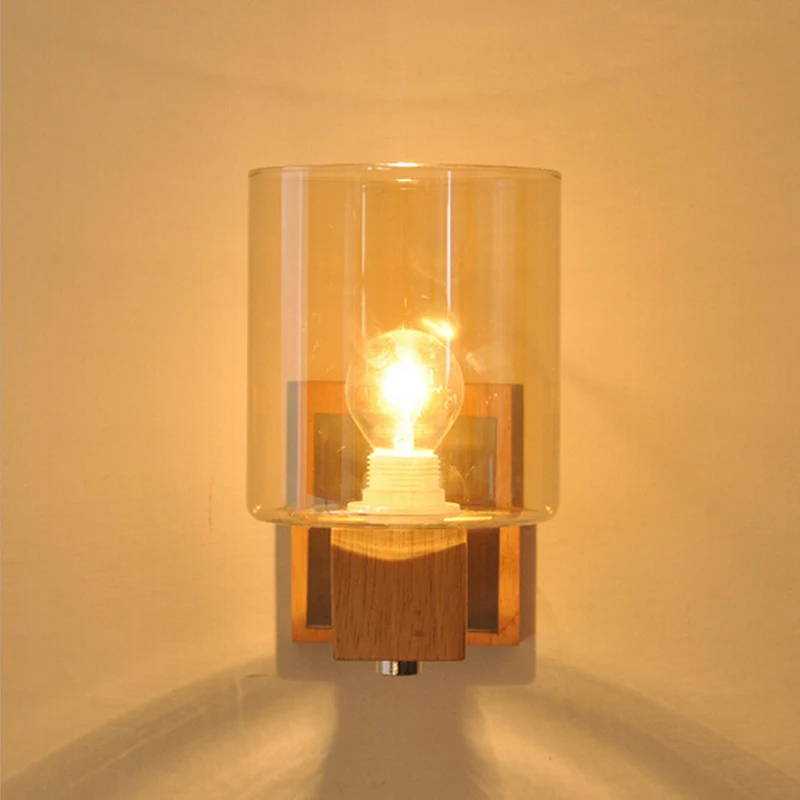 Modern Corridor Stairs Wood Led Wall Lamp Creative Personality Bar Restaurant Bedroom Bedside Glass Sconce Lighting | Лампы и