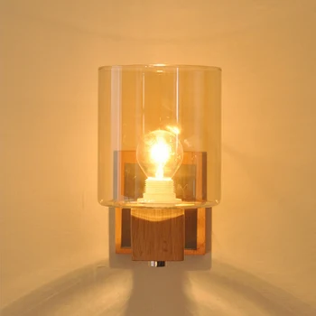 

Modern Corridor Stairs Wood Led Wall Lamp Creative Personality Bar Restaurant Bedroom Bedside Glass Wall Sconce Lighting