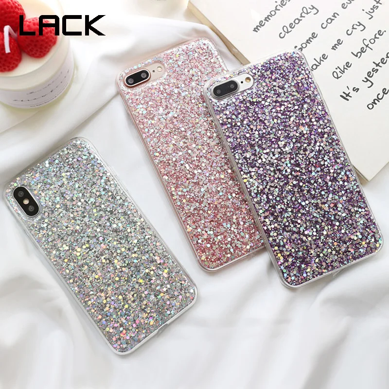 

LACK Luxury Bling Glitter Colorful Case For iPhone X Back Cover Fashion Candy Color Phone Case For iphone XS Max XR 6S 7 8 Plus