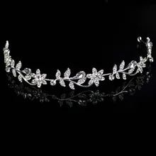 Высокое качество, серебряные цветы, листья, женский головной убор, элегантный кристалл, девушка, досуг, повязка на голову, украшения для волос невесты, украшения для волос