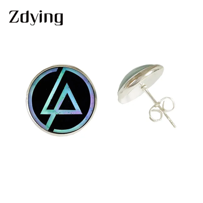 ZDYING Rock Linkin Park серьги-гвоздики логотип музыкальной группы узор стекло кабошон серьги золото/серебро/нержавеющая сталь Ювелирные изделия LK001