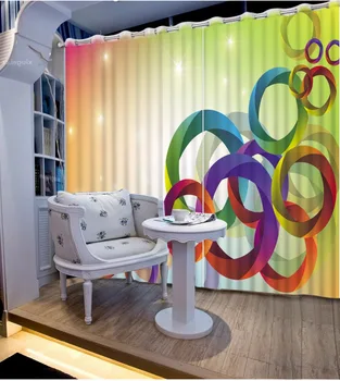

Modern Living Room Bedroom Curtains circle colors Curtains For Window Treatments 3D Curtain Drapes Polyester/Cotton