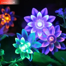 1,2/2 m/10 20 светодиодов Праздничные огни красивый Лотос светодиодная полоса Батарея работает на Рождество, День Святого Валентина Сказочный Декор DA