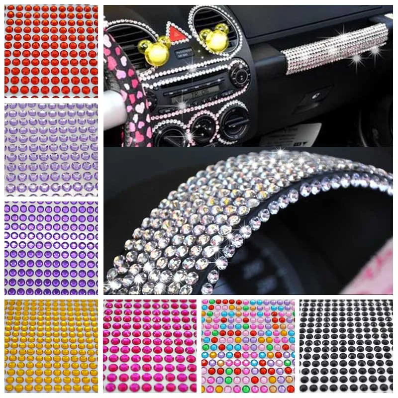 

1 sheet 6/5/4/3mm Crystal Diamond Acrylic Rhinestone Self Adhesive for Car Mobile PC DIY Nail Decor Decal Styling Rhinestones