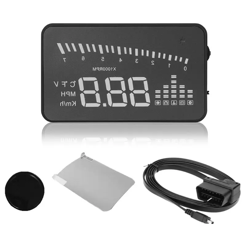 

X5 3" Car HUD Head Up Display Speed Warning Fuel Projector OBD II Speedometer