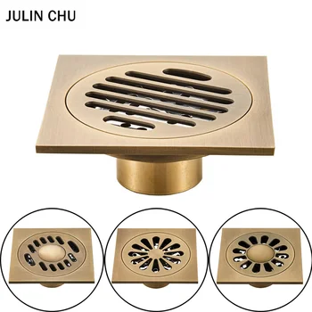 

Bathroom Shower Floor Drain Plug Hair Stopper Antique Kitchen Bath Toilet 10*10 cm Double Washing Machine Floor Drains Strainer