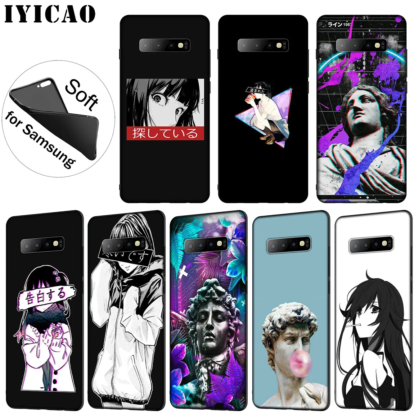 LEWD Sad Japan Anime Aesthetic Statue Soft Silicone Case for Samsung Galaxy S20 Ultra S10 Lite S9 S8 Plus S6 S7 Edge S10e |