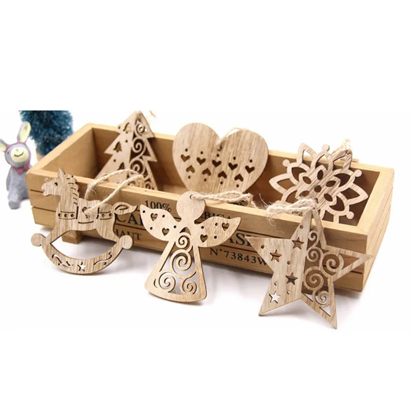 

3Pcs/6Pcs European Hollow Christmas Snowflakes Wooden Pendants Ornaments for Xmas Tree Ornament Christmas Party Decorations