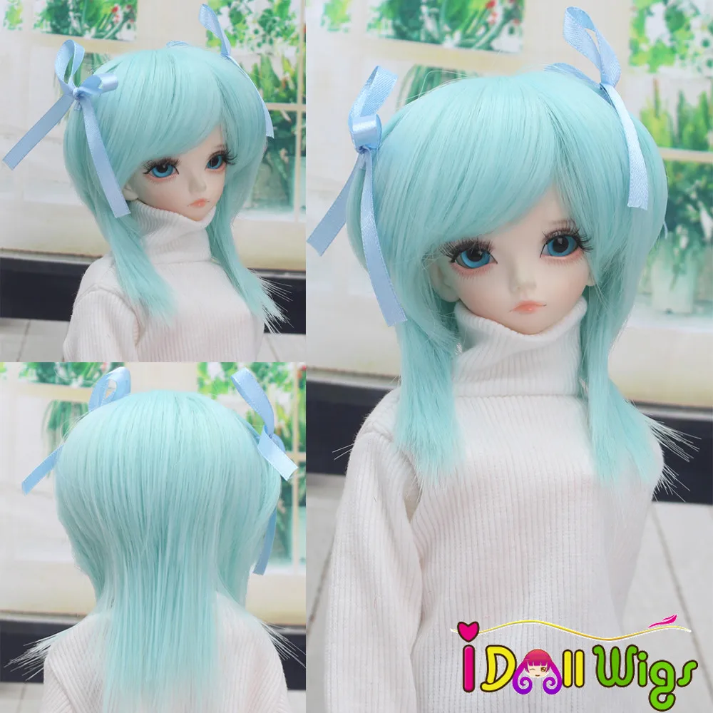 

High Quality Synthetic Fiber Hair Extensions for 1/3 1/4 1/6 BJD Girl Doll Straight Blue Wigs On Sale Free Shipping