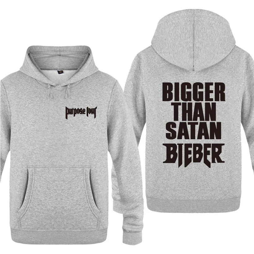 Mens Hoodies Justin Bieber Bigger Than Satan Purpose Tour Concert Hoodie Men Fleece Long Sleeve Man Sweatshirt Hip Hop Pullover