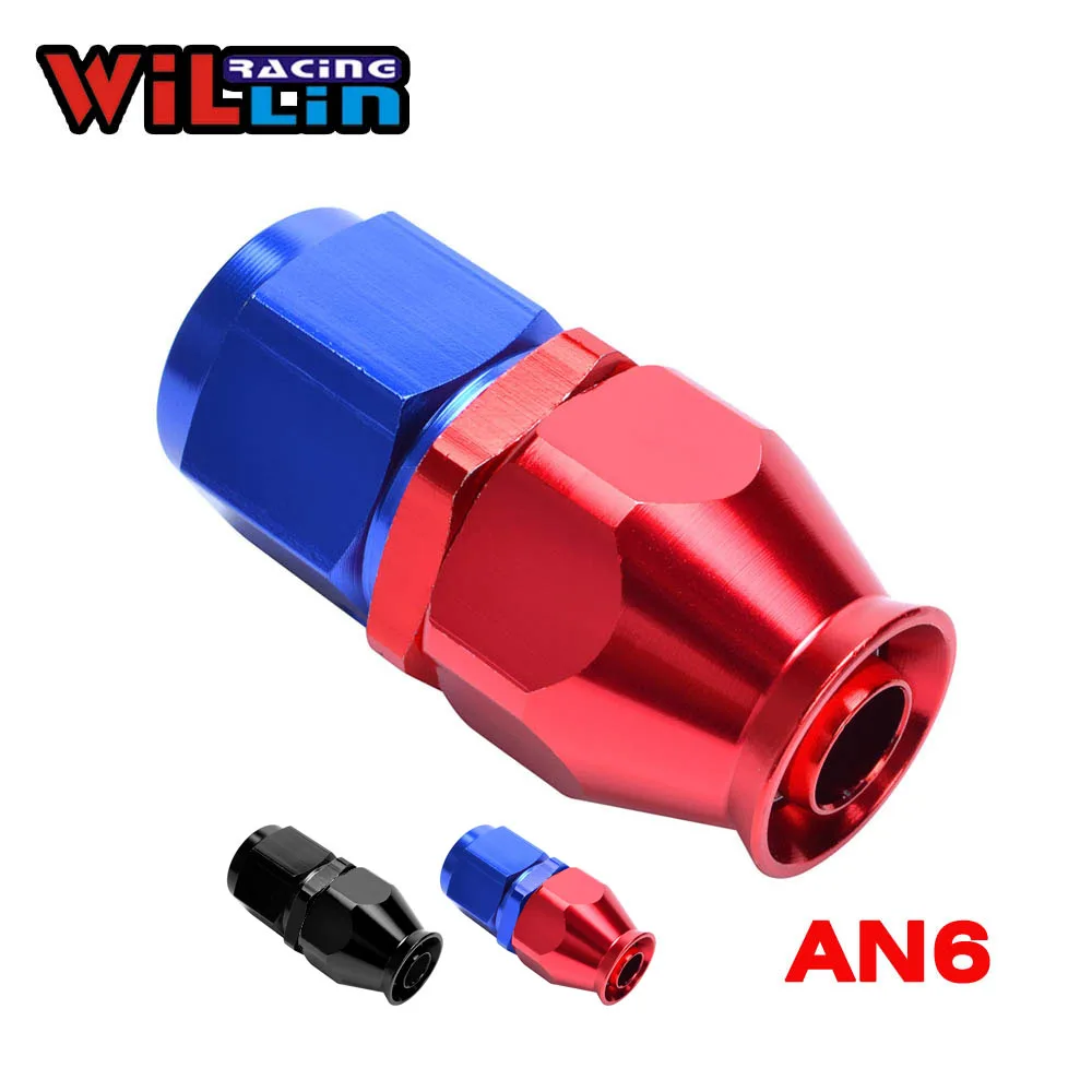 

WILLIN - AN6 06AN PTFE Swivel Hose End Fitting Aluminum Straight Tube Adapter Teflon Oil Fuel Reusable