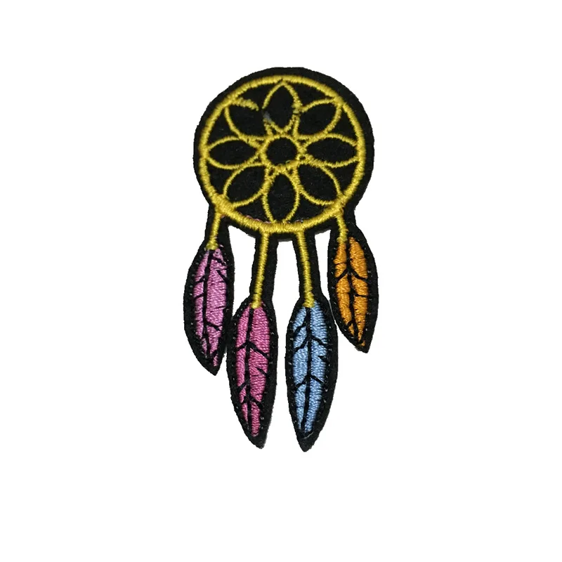 

New Arrival Iron on Dream Catcher Patches for Clothing Bags Rainbow Color Indian Feathers Embroideried Applique Patch 10 PCS/lot