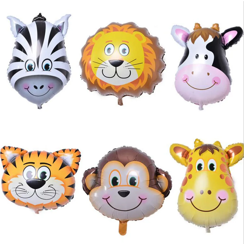 6PCS/lot Mini Tiger Animal Head Foil Balloons Inflatable Air Balloon Happy Birthday Party Decorations Baby Shower Supplies | Дом и сад