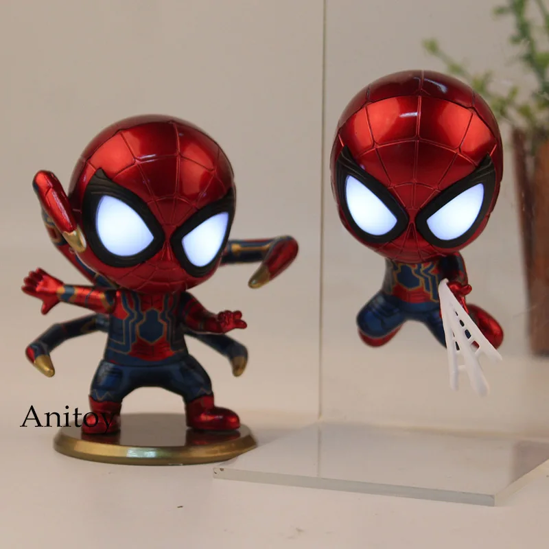 Продажа Мстители 3 Бесконечность войны Железный Паук версии Пупс Рисунок ПВХ Marvel Человек паук Коллекция Модель игрушки с светодио дный свет