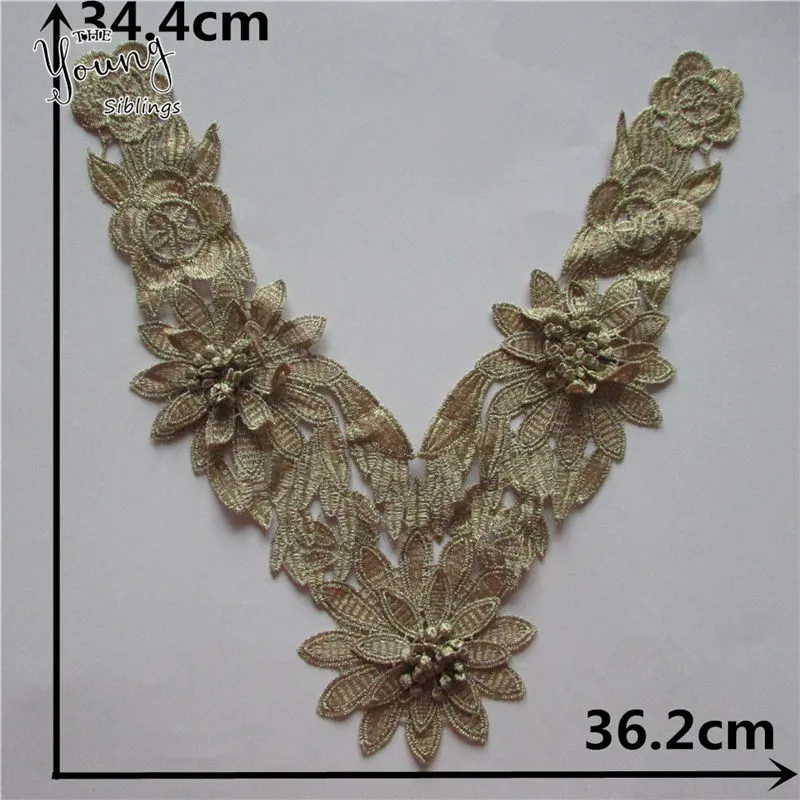 Blanc cassé bordure en dentelle encolure fleur tissu en Dentelle Costume Motif Col à Coudre Décoration