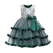 Платье с цветочным узором для маленьких девочек, кружевное нарядное платье-пачка принцессы, платье для девочек 2, 4, 6, 7, 8, 10 лет, вечеринка дня рождения события, платье для выпускного вечера