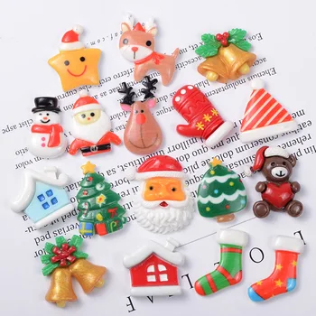 

10Pcs/lot Christmas Series Flatback Resin Cabochon Kawaii Cute Flat back Resin Embellishments Phone Case Decoration Accessories