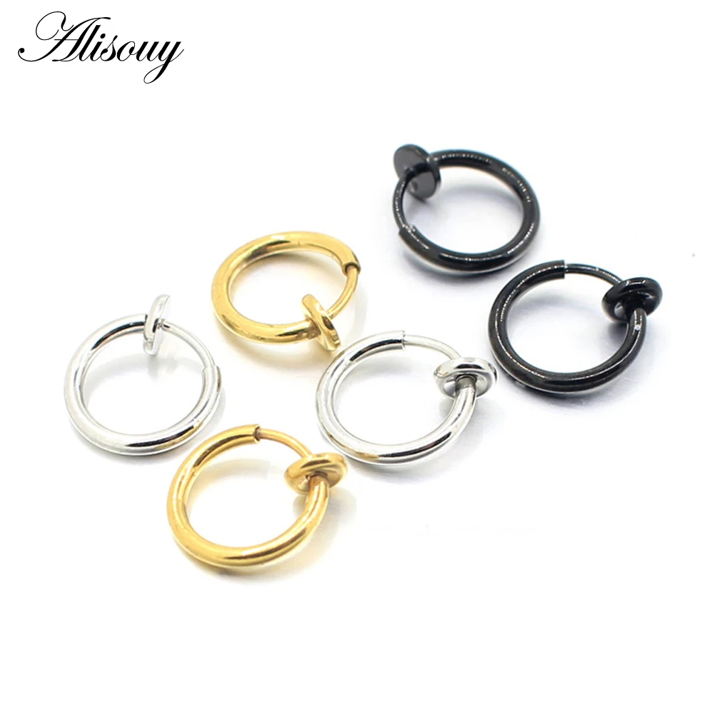 Alisouy, 2 шт., кольцо для носа, готический панк, для губ, ушей, носа, клипса, фальшивая перегородка, пирсинг, кольцо для носа, обруч, кольца для губ, серьги