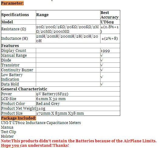 UNI-T UT602 UT603 Цифровой Современный профессиональный измеритель индуктивности Тест ers LR ЖК-метр Омметр w/hFE Тест и Удержание данных в продаже