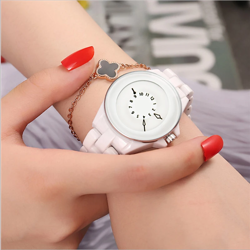 Креативные керамические кварцевые часы для женщин модные женские наручные часы Роскошные брендовые водонепроницаемые наручные часы montre femme