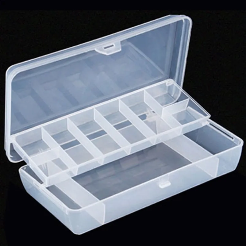 Fishing Lure Tackle Box Plastic 2 Tray Compartments Two-Sided Storage Case Lures Fishing Accessories Box Tools #3S07 (2)