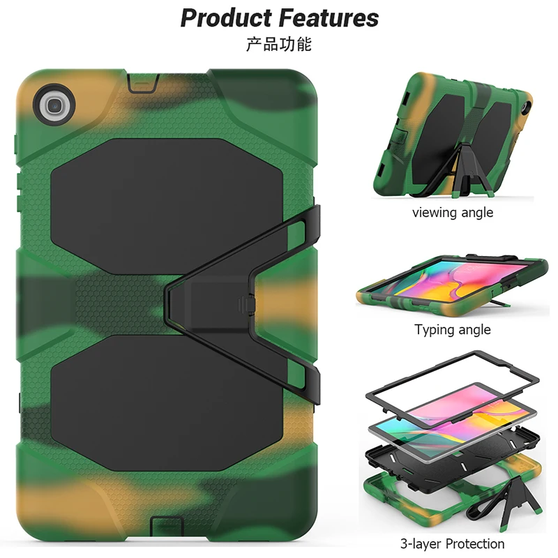 

Shockproof Drop Resistance Silicone Back Cover with Kickstand for Samsung Galaxy Tab A 10.1 2019 T510 T515 Tablet Hybrid Case+
