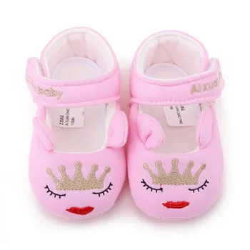 

Baby Toddler Infant Shoes First Walkers Girls Autumn Cute Crown Lips Cartoon Soft Sole Baby princess Crib Shoes