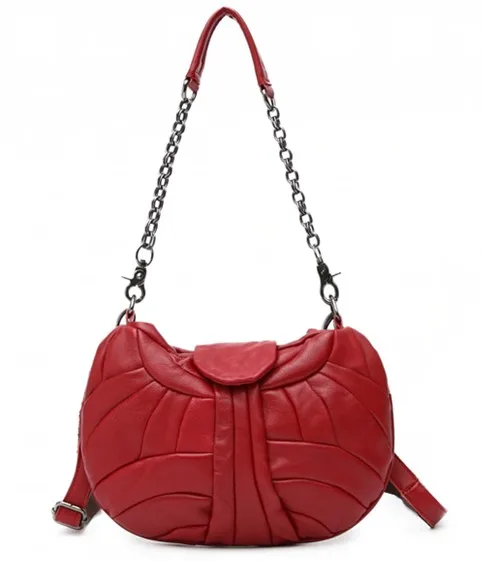 Стильный металлический, золотистый, серебристый, коричневый, черный дизайн, натуральная кожа, ручная работа, маленькие элегантные сумки через плечо, женские сумки S1538 - Цвет: Красный