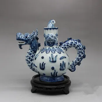 

New product Chinese Handmade blue and white porcelain dragon Teapot