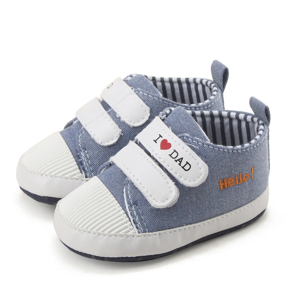 Baby Boy Casual Shoes I Love Dad Pattern First Walkers Canvas Shoes Comfortable Infant Footwear