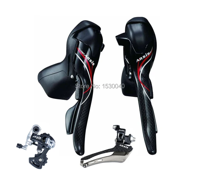 Cheap Arsis Carbon Set Handlebar Shifters SB-R402C 10 Speed Double Derailleur Group microSHIFT Road Bike Compatible for Shimano