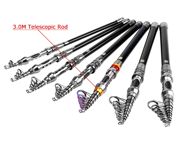 3.0M Telescopic Rod Goture Удочка Combo 1,8 M-3,6 M углеродное волокно телескопическая удочка+ спиннинговая катушка GT4000 Морская Лодка Рок Рыболовный набор - Цвет: 3.0M Telescopic Rod