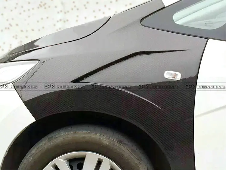 Автомобильный-Стайлинг для Honda Jazz Fit GK5 14-17 углеродное волокно Js-style переднее вентилируемое крыло Fibre брызговик аксессуары