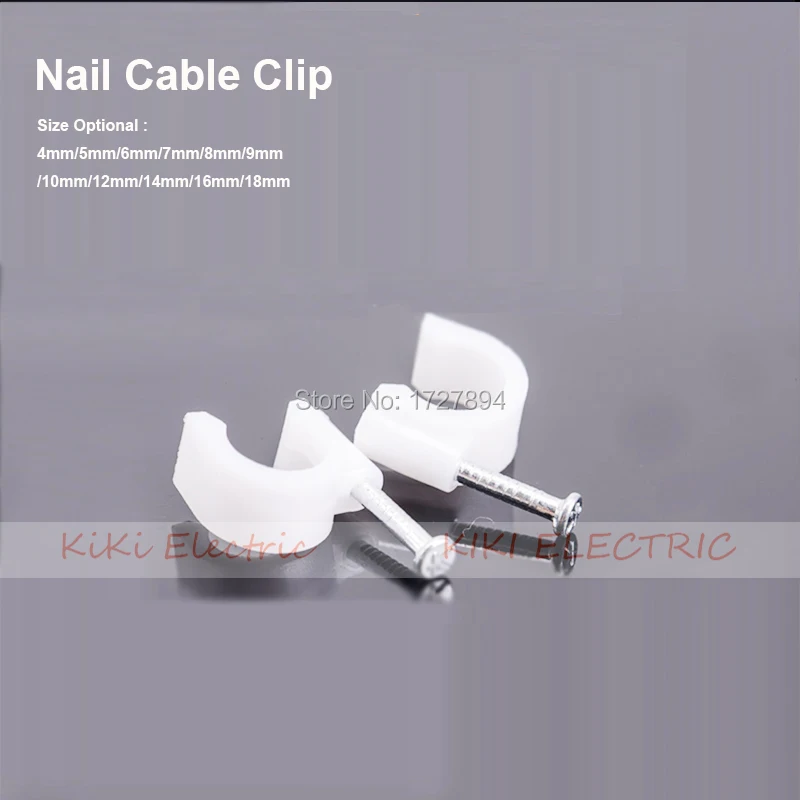 

1000pcs/lot Steel Nail Circle Clip Fix Computer power cord 8mm Circle cable clips suit for fix 2x1.5mm2 Sheath line on the wall