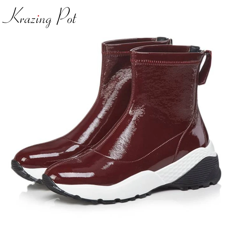 

Krazing Pot recommend 2018 microfiber leisure boots handmade fairy beauty wedges heel European round to fashion ankle boots L6f3