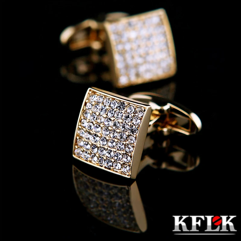 Kflk ювелирные запонки французский рубашка для Мужская дизайнерский бренд манжеты кнопку золото высокое качество роскошные свадебные